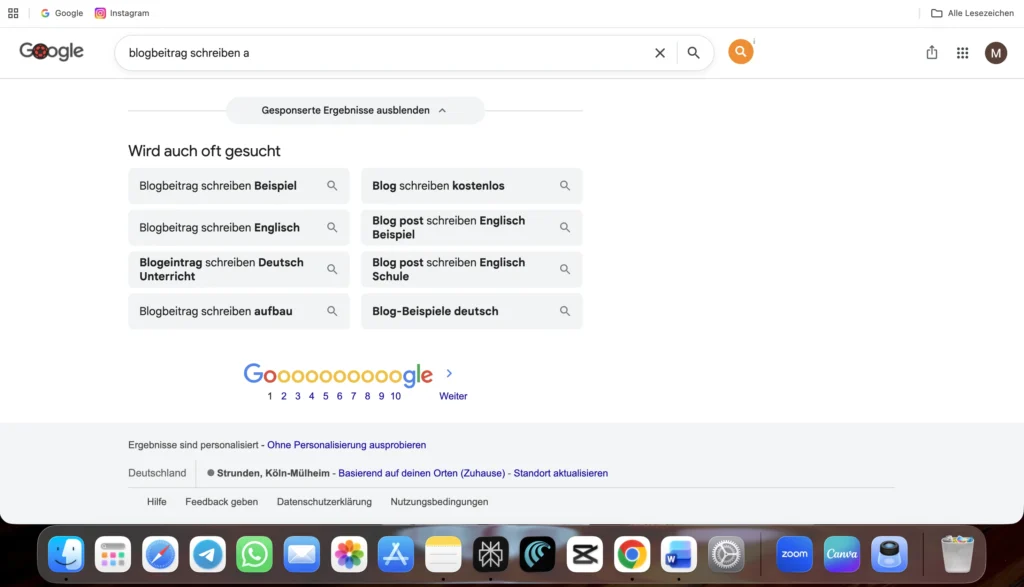 Das Bild zeigt einen Screenshot der Rubrik "Wird auch oft gesucht" der Google-Suche.